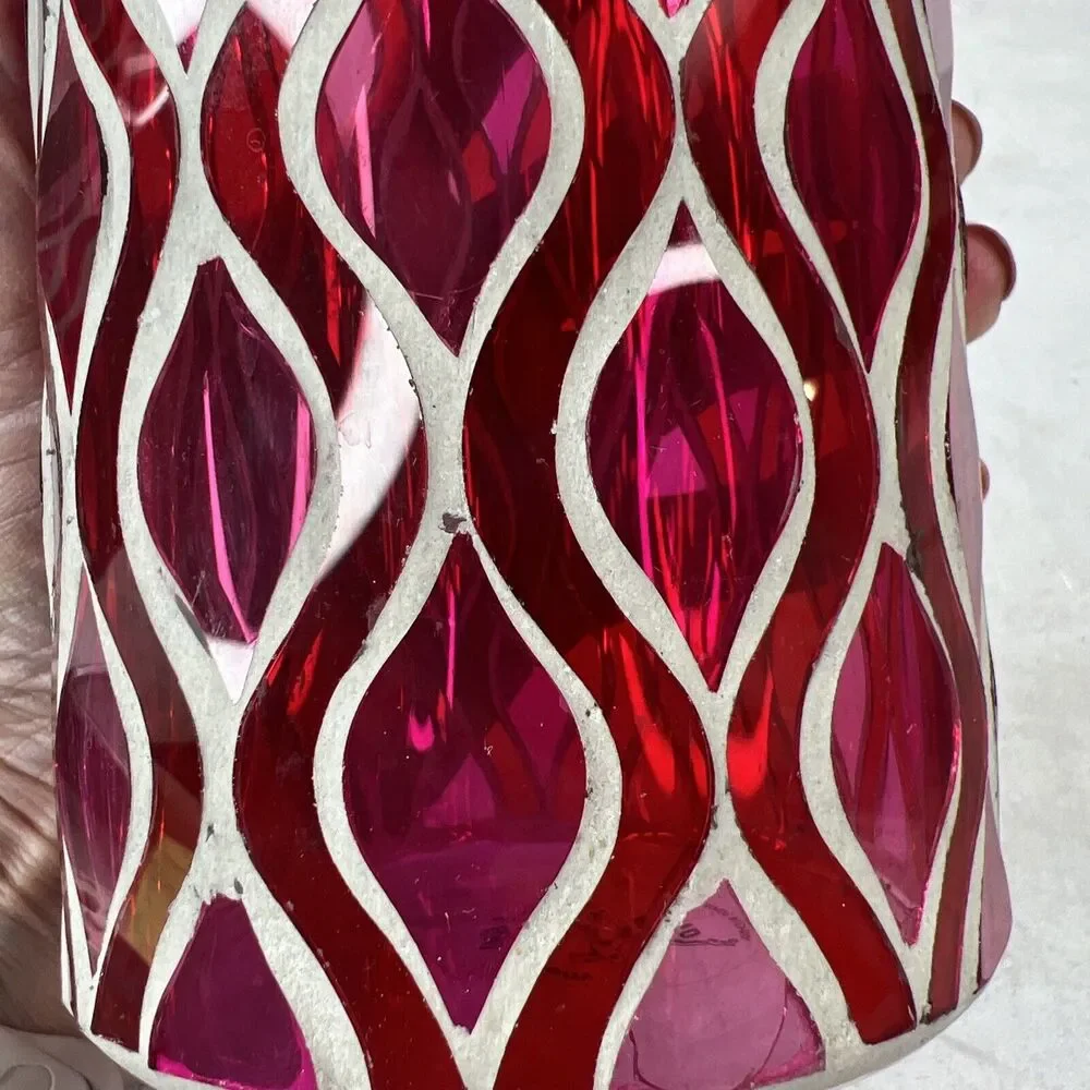 Vintage 1960s Mod Pink Swirl Psychedelic Glass Vase Hippie Boho 8.25